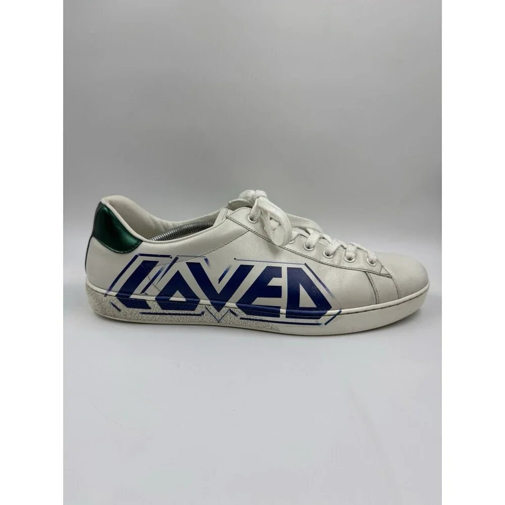 Gucci Ace “Loved” Leather Sneakers White Size 12 EU, 12.5 US Model 548758
